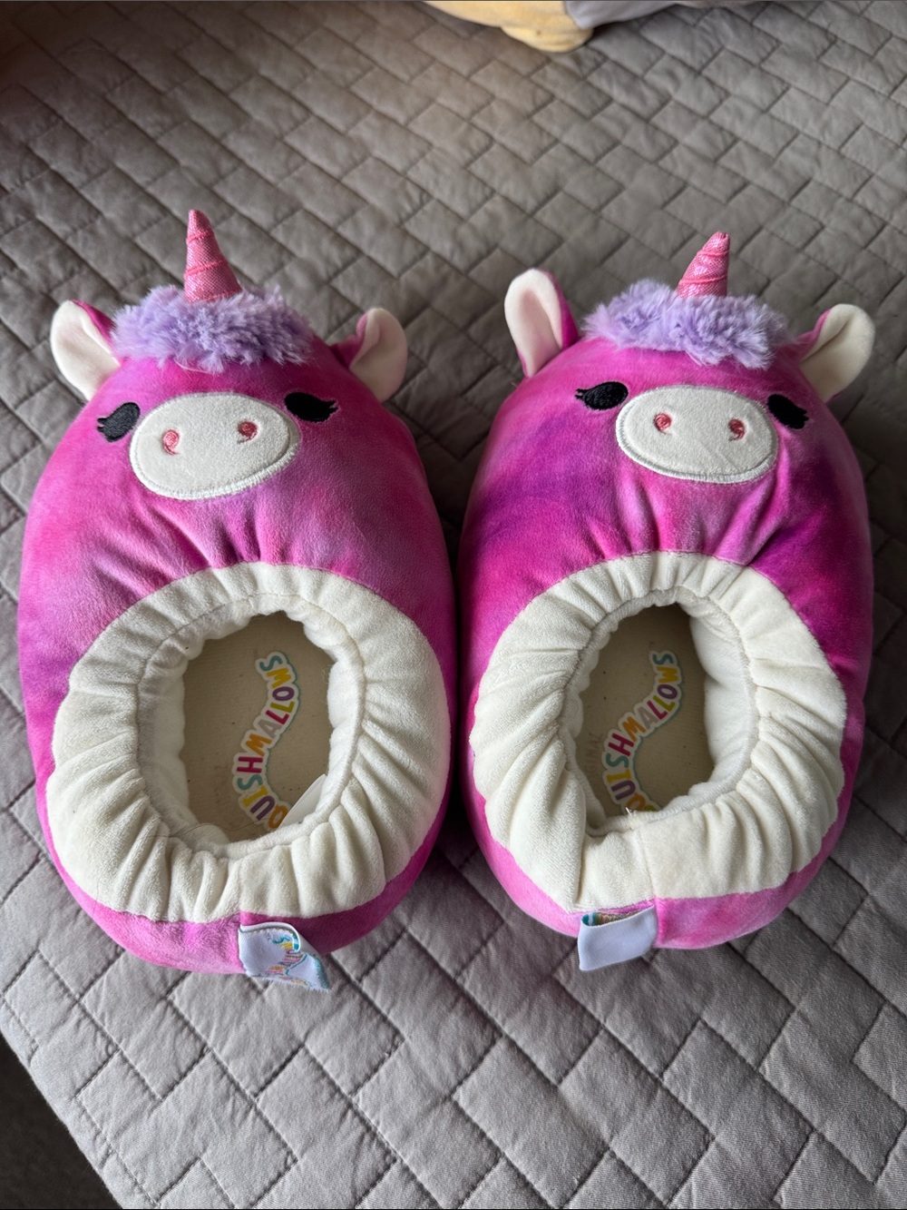 Squishmallows Kids Plush Unicorn Slippers - Pink & Purple